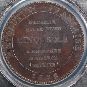 1792 France 5 Sol Hercules (Maz-163)